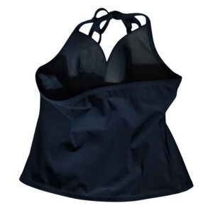 Victoria's Secret Black Halter Tankini Swim Top‎ 32B USA Made Swimwear